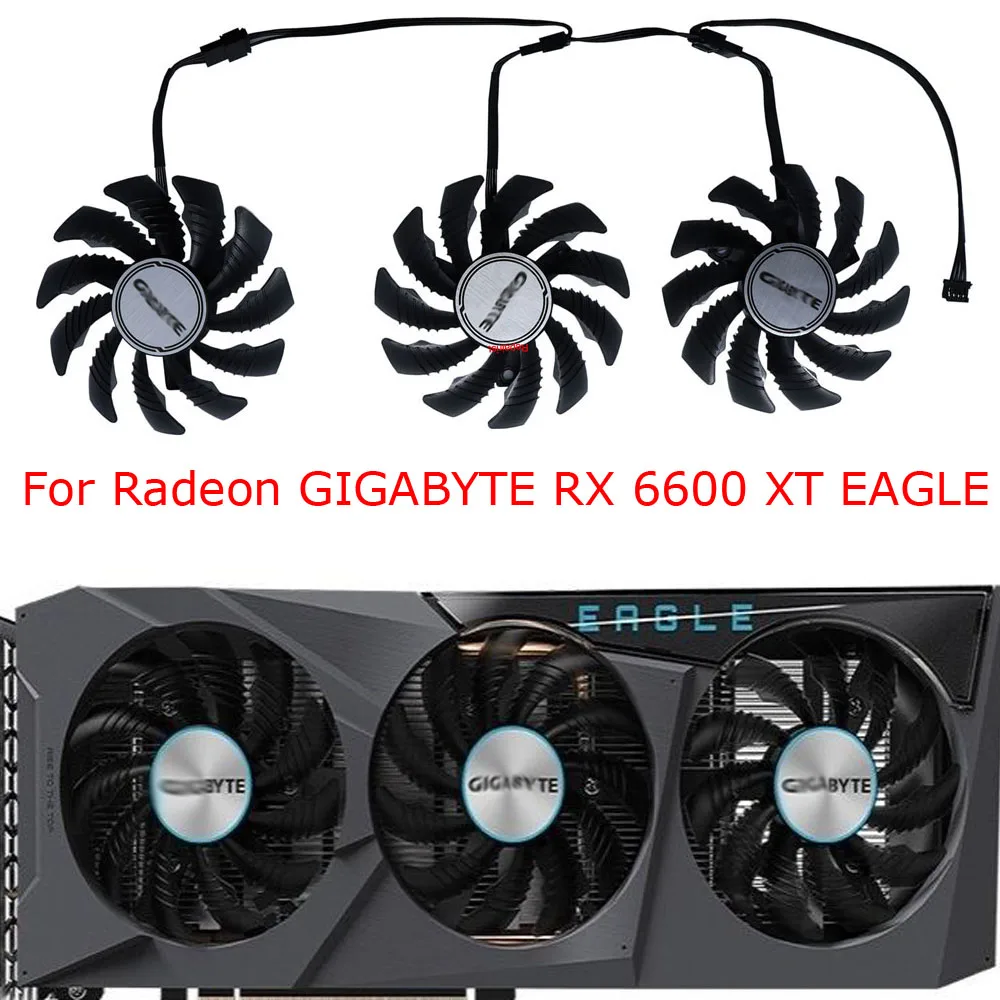 GIGABYTE Radeon RX 6600 XT EAGLE,Gigabyte RX 6750 GRE EAGLE 10g,GPU 카드 선풍기, VGA 쿨러, 비디오 카드 선풍기, 75mm, T128010SU, 세트당