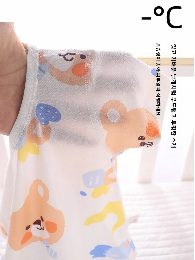  여름용 경량 모달 원지 슬립웨어 반팔 루즈핏 홈 에어컨 수트 편안하고 통기성 좋은 아동복