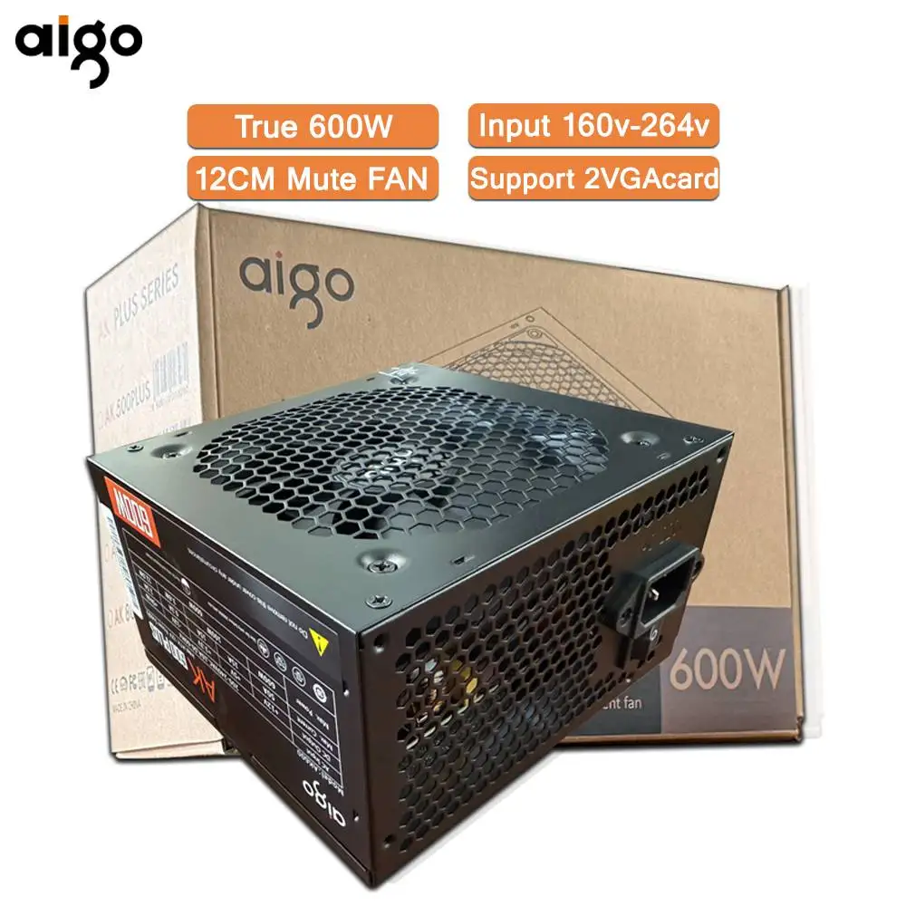 Aigo AK PC PSU Power Supply Unit 500W 600W 700W 800W 1000W Gaming 120mm RGB Fan 220V ATX Desktop computer Power Supply for BTC 7 Sc765de459c5747a28b41c9a5761e1574b