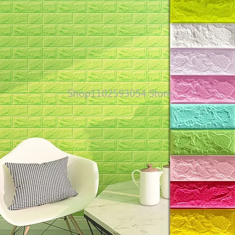 

DIY Self-adhesive 3D Brick Wall Stickers Decorative Foam Waterproof Wallpaper TV Background Children's Living Room Wallpaper