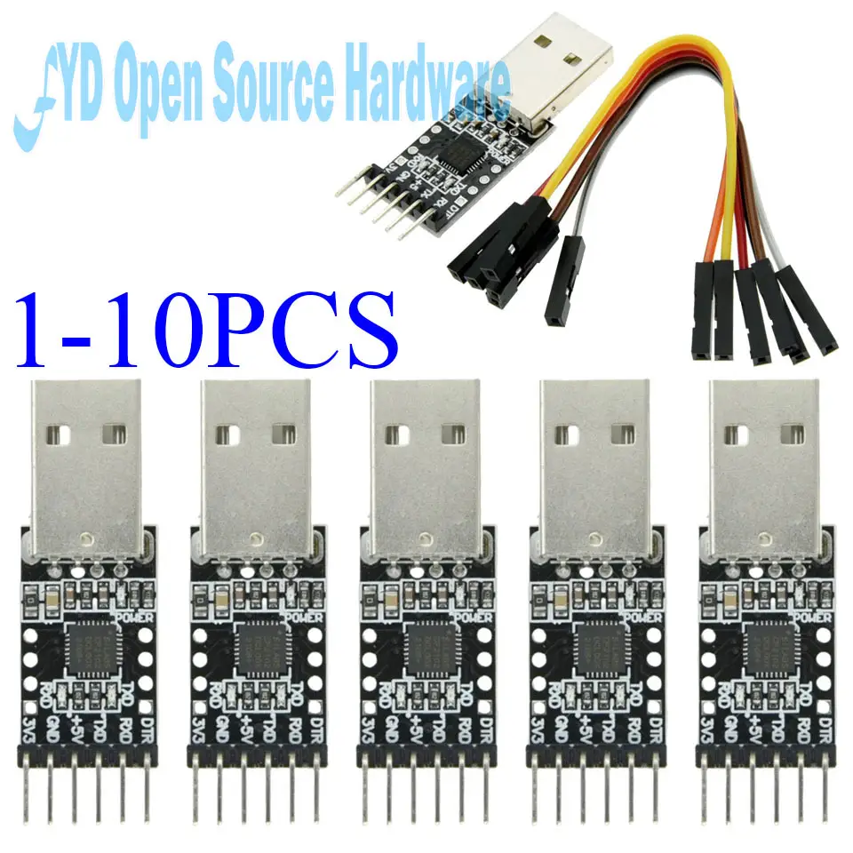 CP2102 USB to TTL UART Module 6-Pin 3.3V 5V Serial Converter for Arduino ESP8266 STM32 MCU Programming image 1