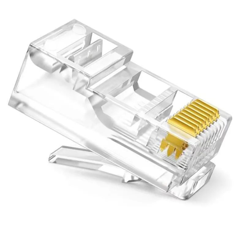 RJ45 Connector Cat6 Connector Network Unshielded RJ45 Perforated Crystal Head Network Cable 50 PCs