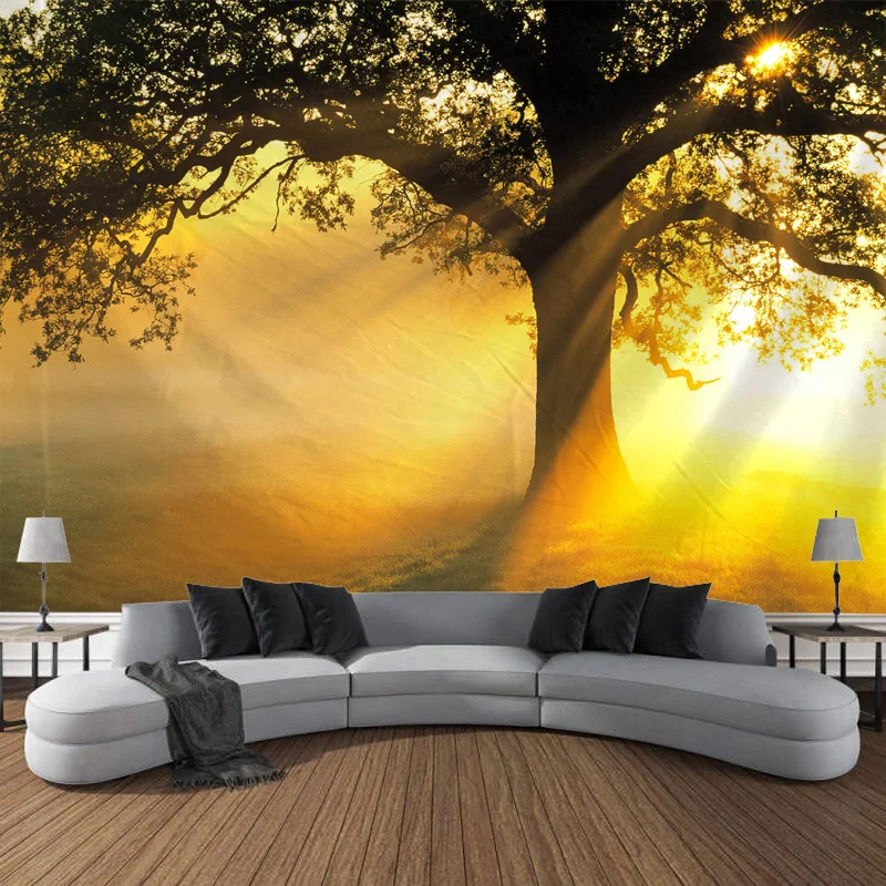 

Солнечный лес, гобелен, искусство на стену, большая фотодекорация, Фотофон, украшение для дома, спальни, гостиной
