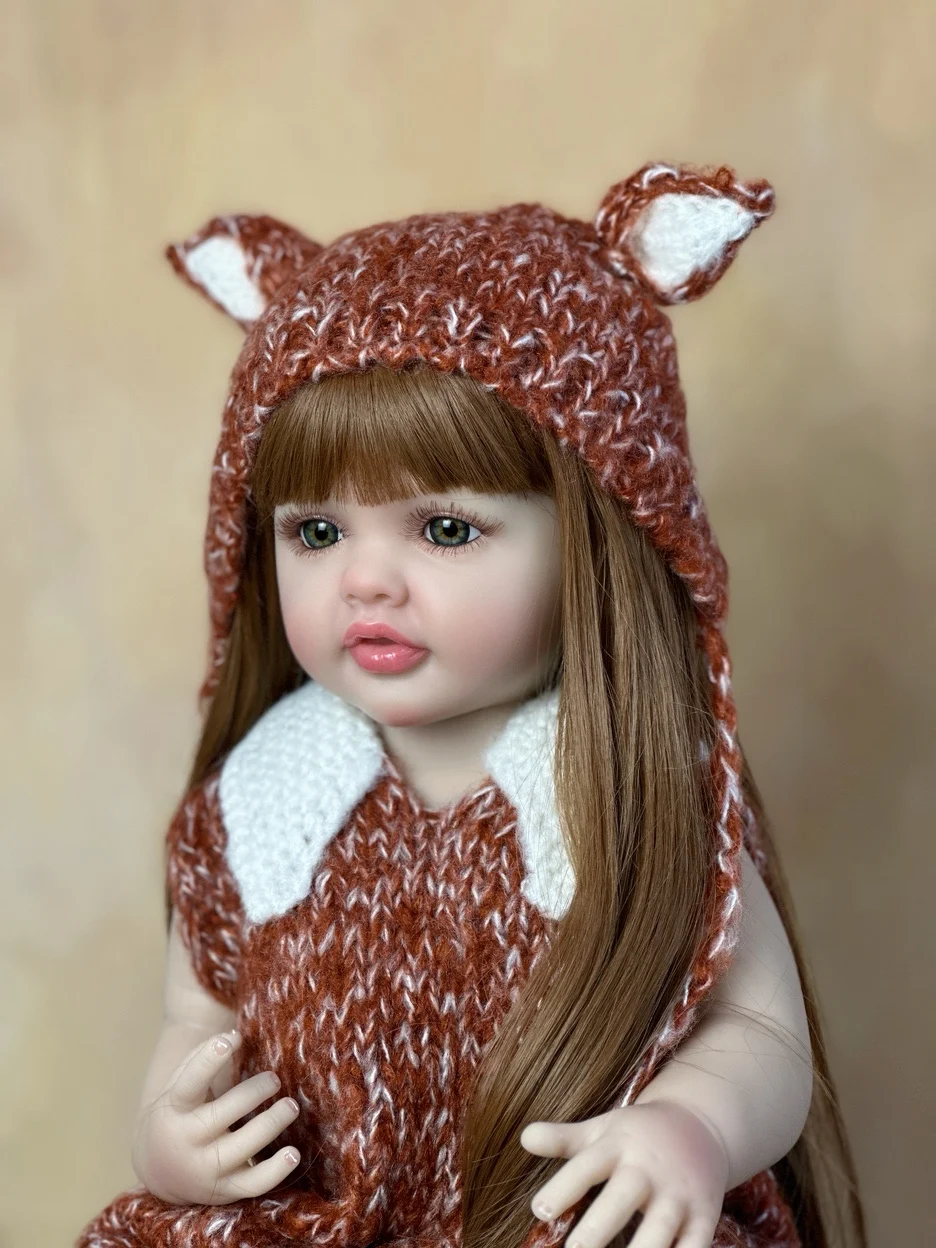 BZDOLL Lifelike Realistic Reborn Baby 55 CM 22 Inch Girl Doll Full Soft Silicone Body Princess Toddler Bebe Birthday Gift 6