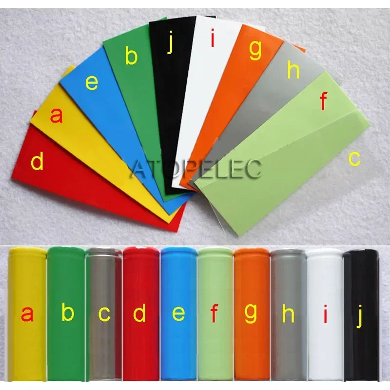 Heat Shrink Tubing 10/50/200pcs 18650 Battery Wrap PVC Heat Shrink Tube Pre-cut Precut Black/Red/Orange/Yellow/Green/Blue/Gray/White/Clear