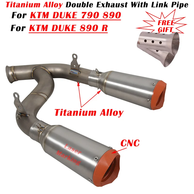 

For KTM DUKE 790 890 890R 2020 - 2023 Motorcycle Exhaust Escape System Modified Titanium Alloy Double Muffler With Middle Pipe