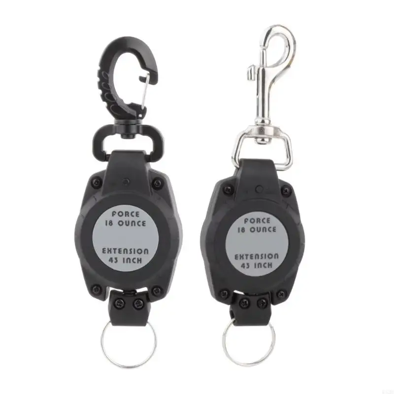 Scubas Gear Retractor Dives Gear Retractable Tethers Compacts Keepers with Clip & Split Rings for Underwater Snorkeling