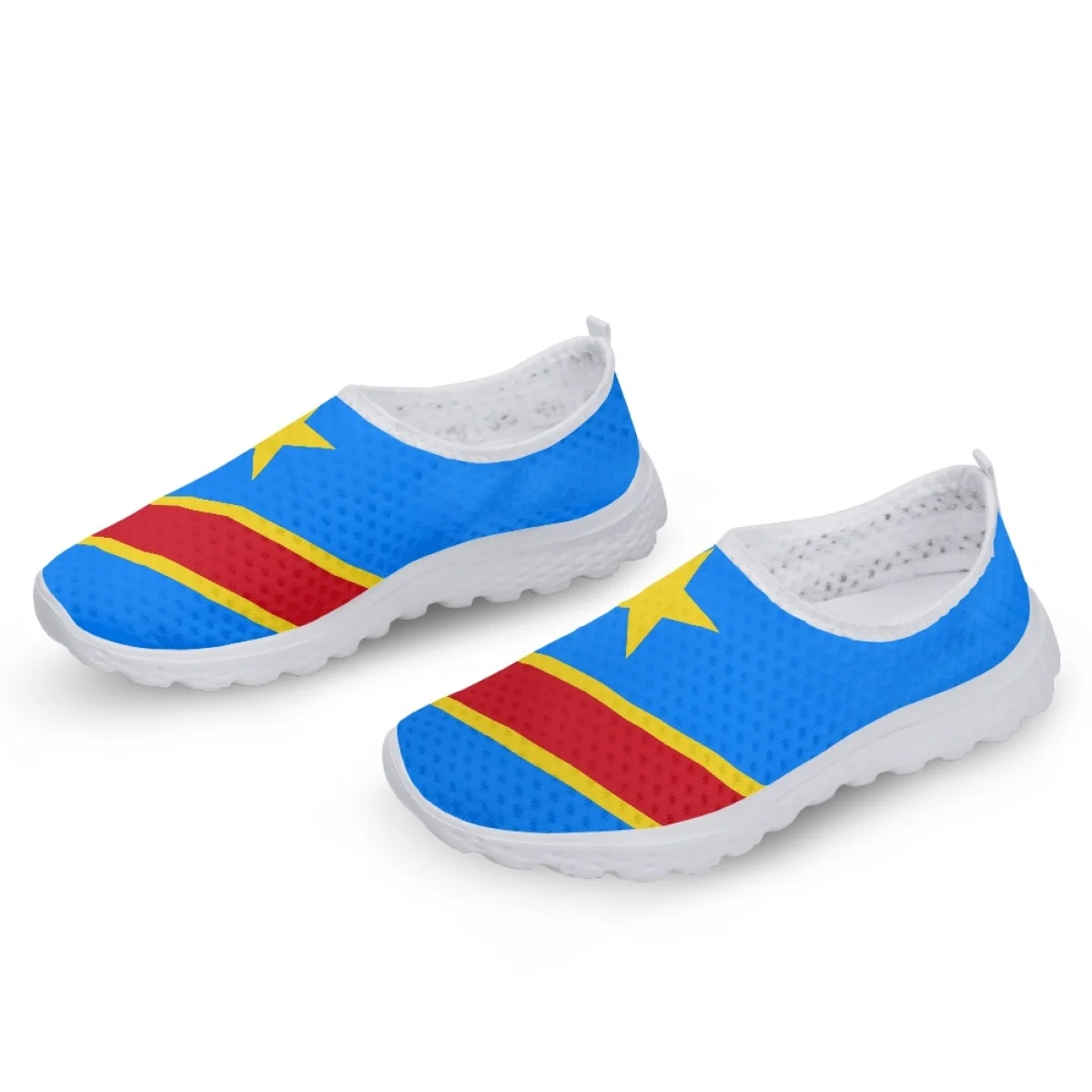 New Congo Country Flag Print Ladies Mesh Shoes Outdoor Travel Spring Summer Leisure Sneakers Wear-Resistant Comfort Woman Flats