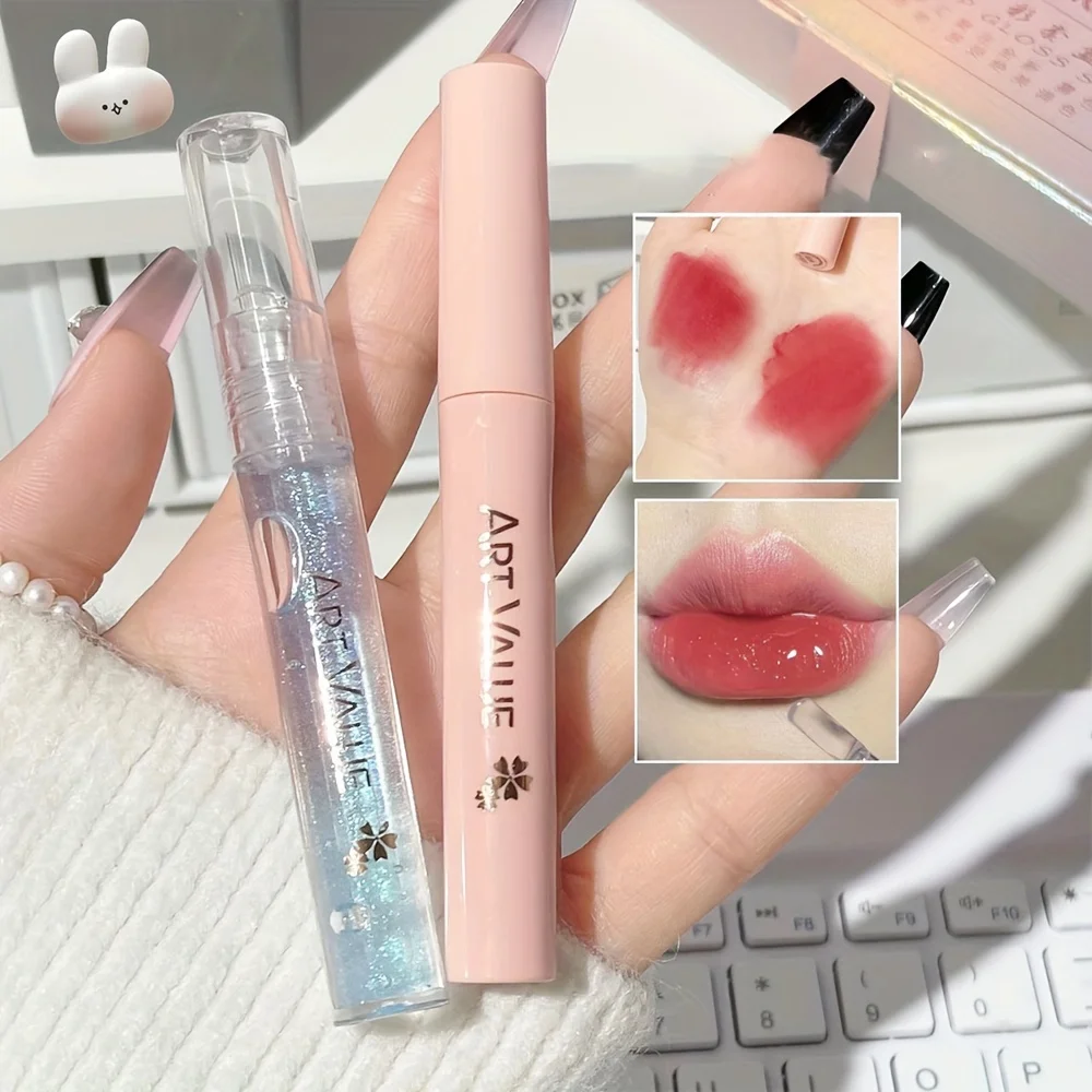 Lip Gloss Set Kit,5pcs Lip Mud Lip Balm with Necklace for Valentine's Day Birthday Holiday Gift Matte Liquid Lipsticks Cosmetics 5