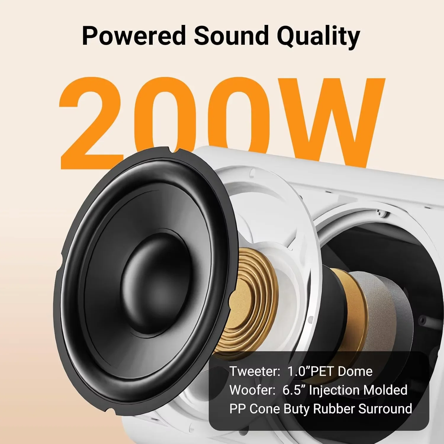 Herdio 6.5 ''2 قطعة مكبرات صوت بخاصية البلوتوث داخ...