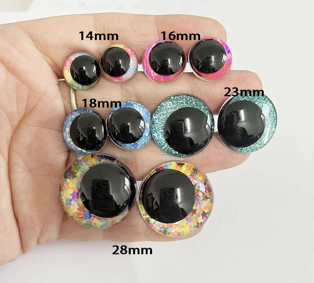 20PCS   12mm to  28mm comical Round  glitter toy eyes funnny doll eyes With handpress washer FOR PLUSH CRAFT -N19 6