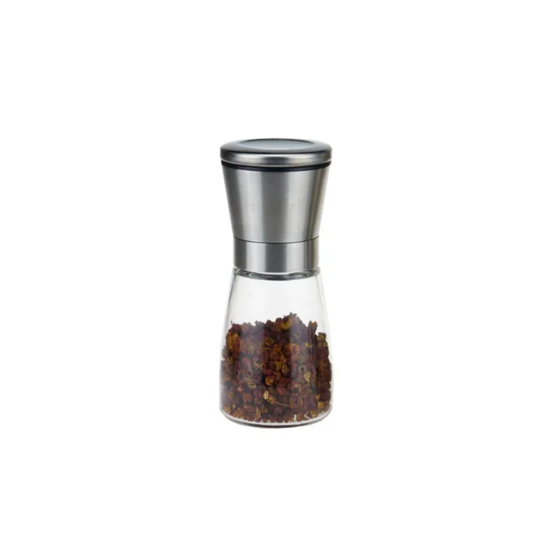 Pepper Grinder 2-in-1 Cooking Seasoning Grinding Storage Bottle Stainless Steel 2-Layer Adjustable Compartment