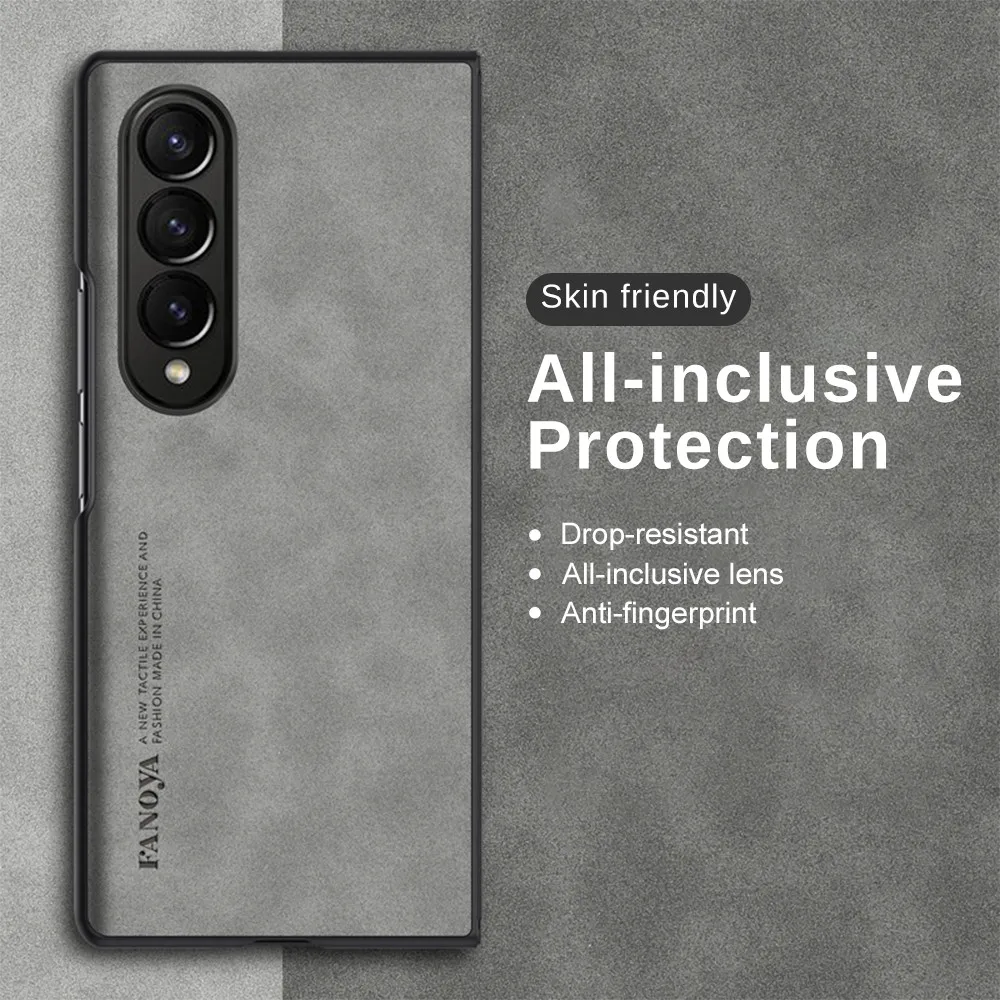 

Camera Protect Sheepskin Leather Case For Samsung Galaxy Z Fold 4 5G Fold3 Sumsung ZFold 4 ZFold3 Bumper Slim Cover Fundas