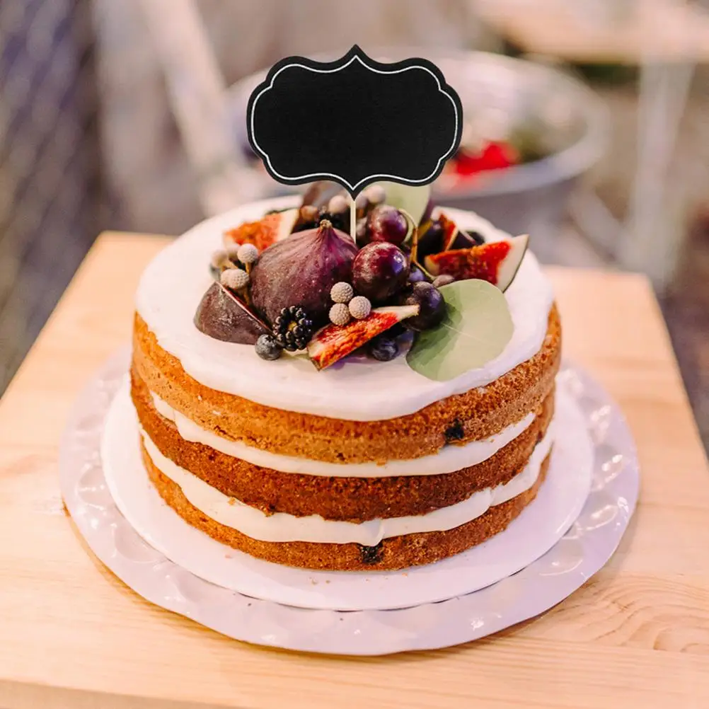 48Pcs Blackboard Sticker Labels Chalk Board Sign Writable Picks Wedding Cheese Markers Tags Toothpick Flags Cupcake