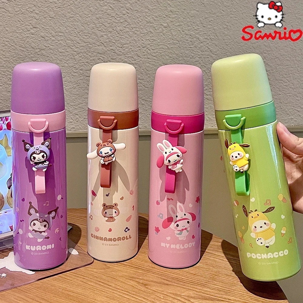 

500 мл Sanrio Термокружка аниме Cinnamoroll Kuromi моя мелодия почтовый мультфильм кавайная спортивная чашка для воды милая детская бутылка для воды подарок
