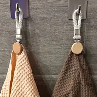 4Pcs Braided Towel Hanging Clips Wear-resistant Space Saving Small Woven Rope Clamps Convenient Cotton Loop Hand Towel Hanger 2