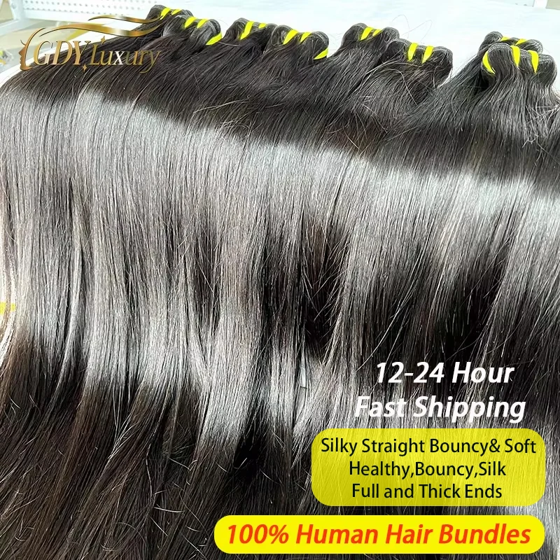 Human Hair Bundles Unprocessed Vietnamese Raw Virgin Bone Straight Original Double Weft Extensions #1B