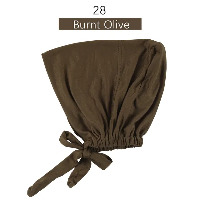 Muslim Women Elastic Tie Back Inner Hijab Caps Cotton Jersey Stretch Underscarf Modal Bonnet Headwrap Turbante Mujer 28