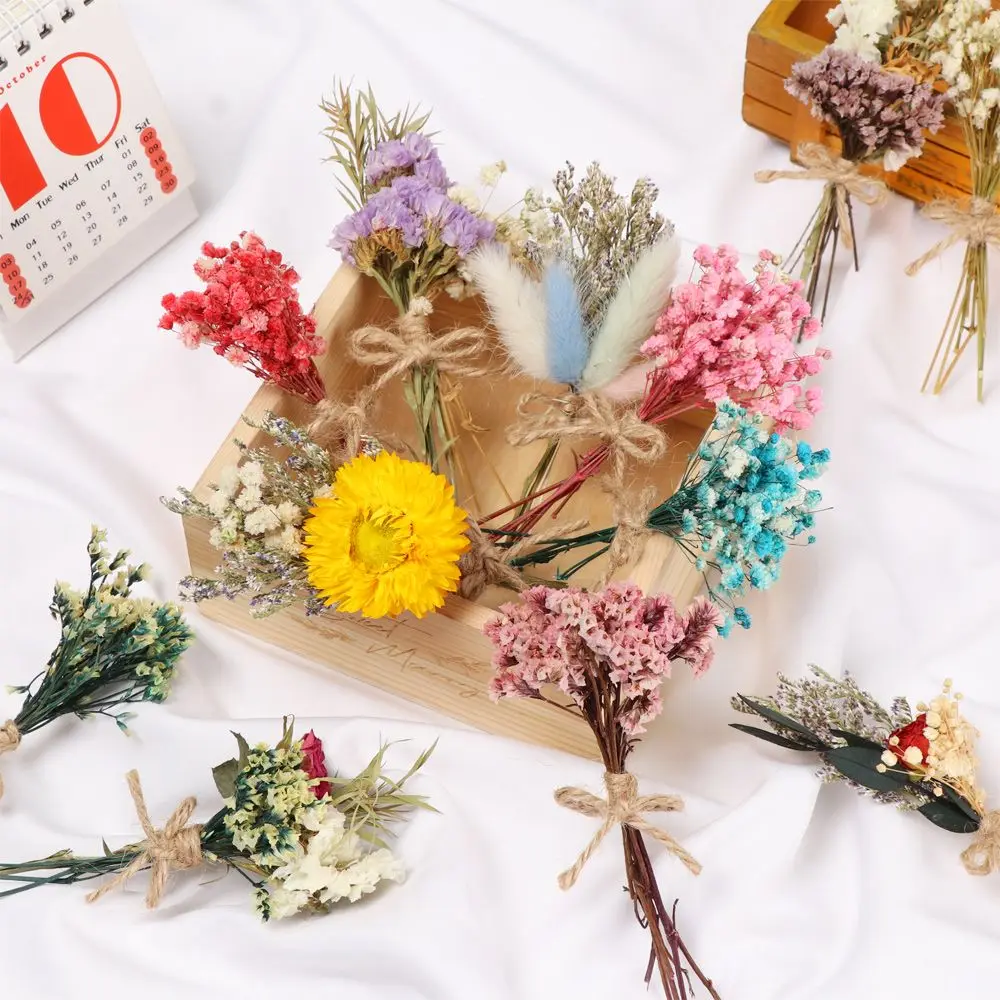 Mini ramo de flores secas para decoración, ramillete de boda artesanal y  creativo, fabricación de velas flotantes, decoración de fotos para el hogar  - AliExpress