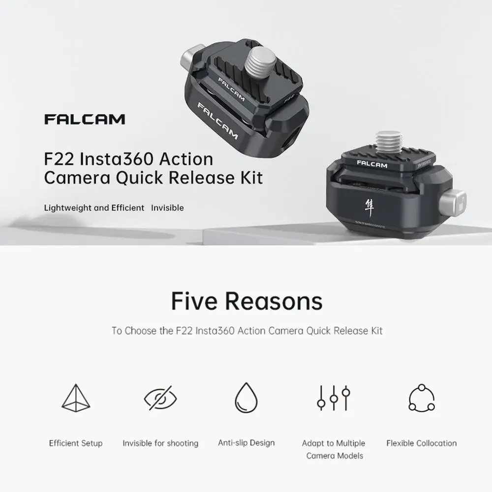 F22 Insta360 Action Camera Quick Release Kit 2564 Built-in 1/4 Threaded Hole Ada