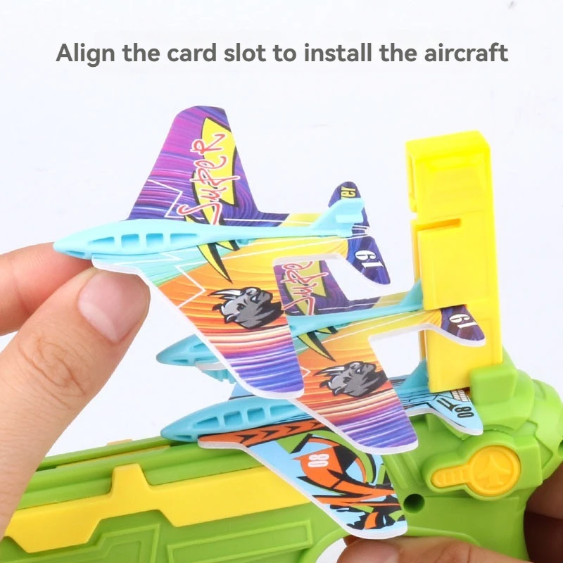 Continuous Aircraft Launch Gun Flying Foam Aircraft Catapult Gun Children Gliding Aircraft Boy Outdoor Toys 3
