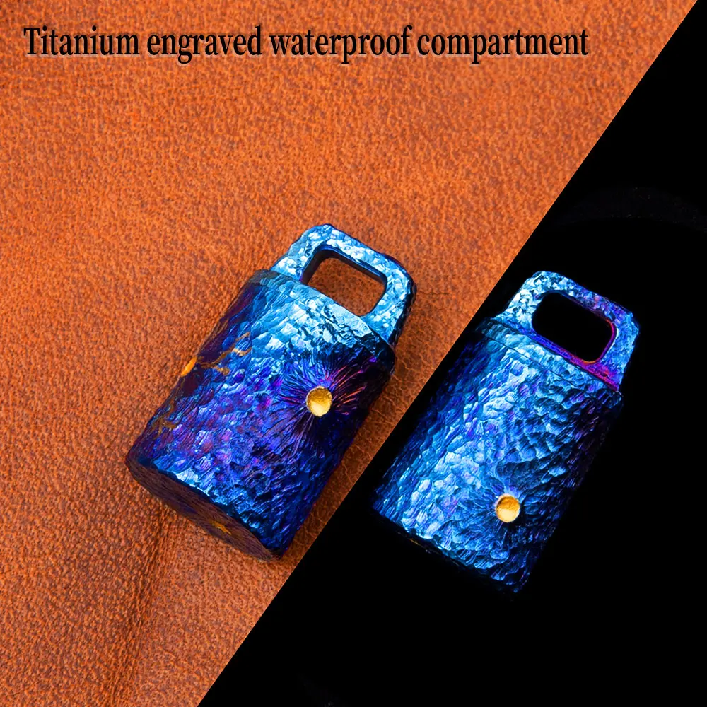 Hand Carved Titanium Alloy Sealed Bottle Outdoor Waterproof Bottle First Aid Medicine Bottle Mini Portable EDC Gadget