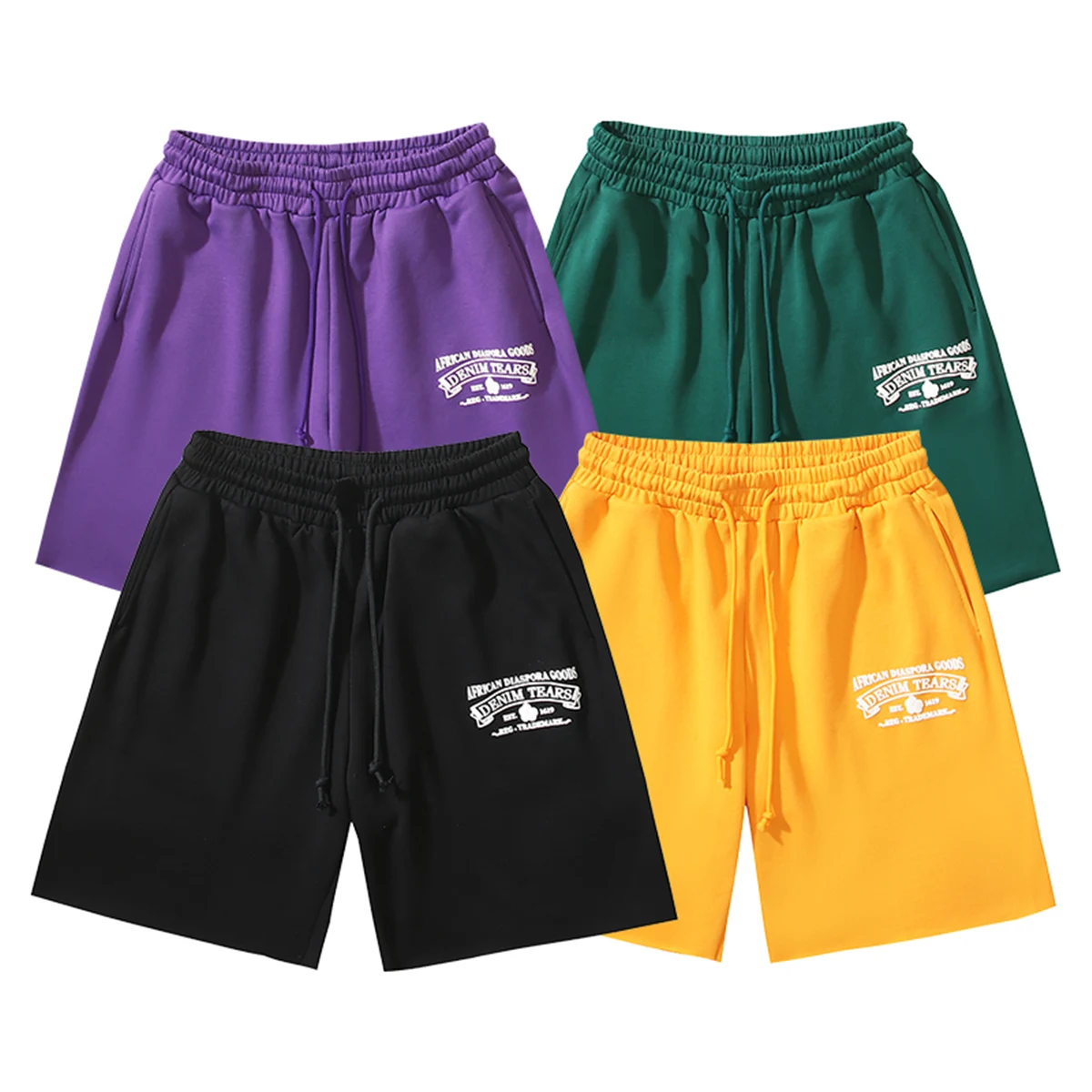 Yao888 Kapok Tide Brand Cotton Fashion Sports Drawstring Shorts Foam Logo Print Loose Sport HipHop Streetwear Pants For Men