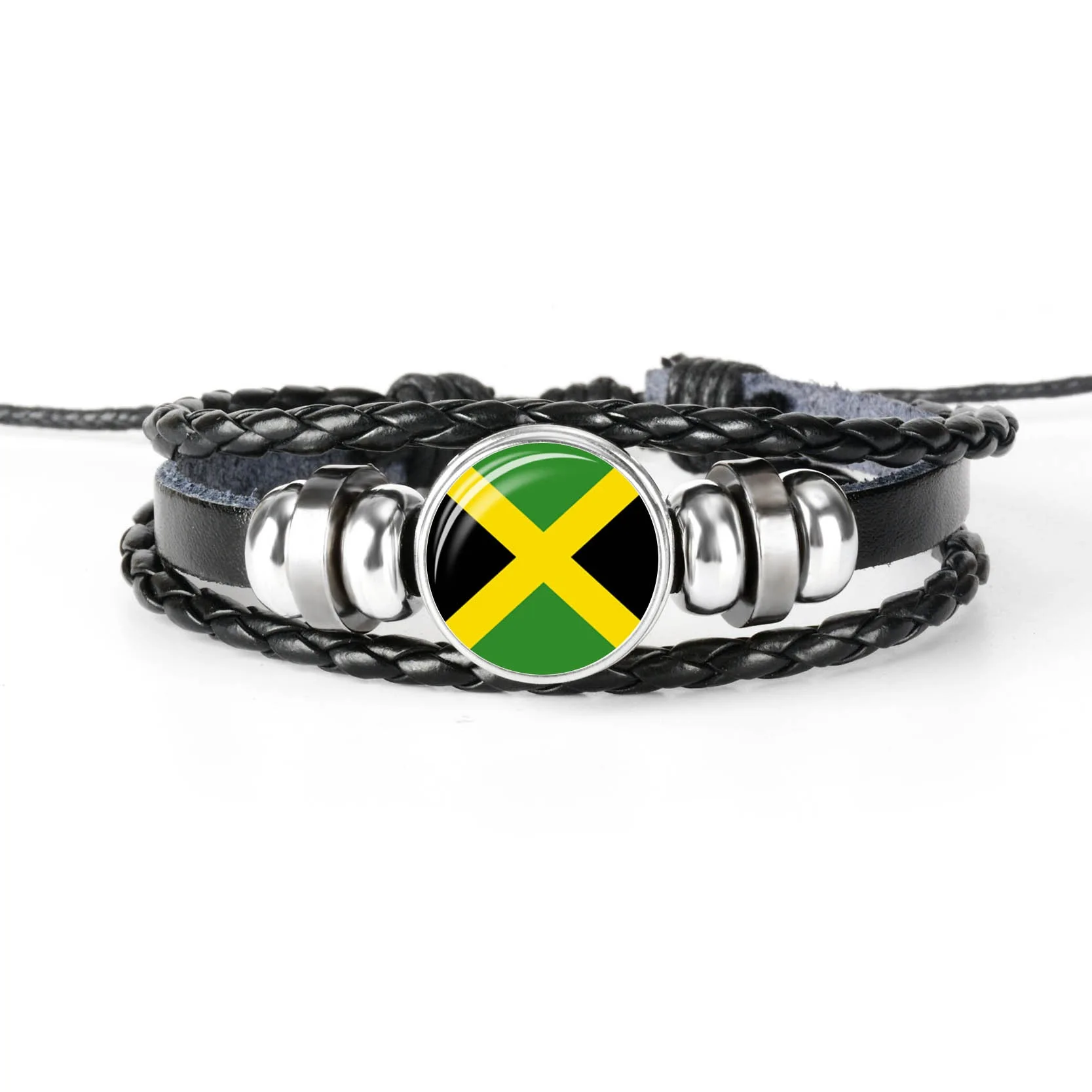 

Love Jamaica Bracelet Handmade Charm Jamaica Flag Women Men Leather Bracelets & Bangles Friendship Lovers Gifts