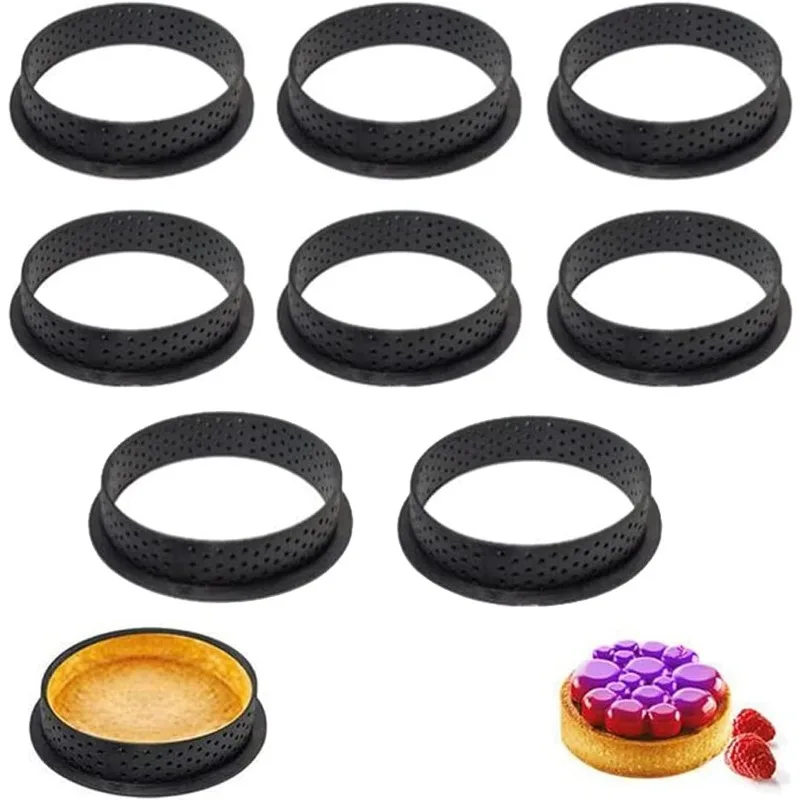 Premium Plastic Perforated Tart and Cake Ring Mold for DIY Baking Egg Tarts Mousse Desserts and Pastry Decorating Essential Tool