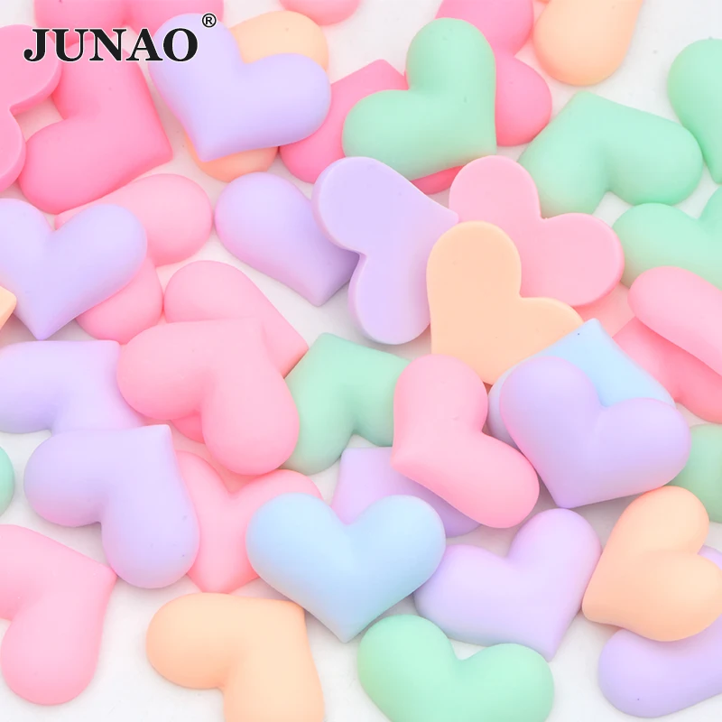 

JUNAO Top Quality 10Pcs 22mm Mix Color Heart Resin Flatback Cabochon Charms Rhinestone For DIY Hair Pin Shoes Decoration