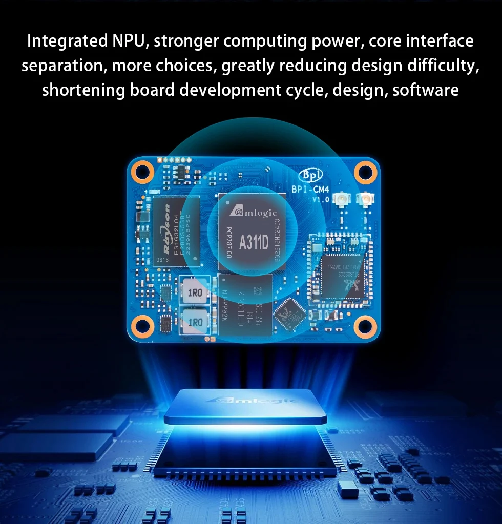 Banana Pi BPI-CM4 Amlogic A311D Quad Core ARM Cortex-A73 4G LPDDR4 16G eMMC Mini