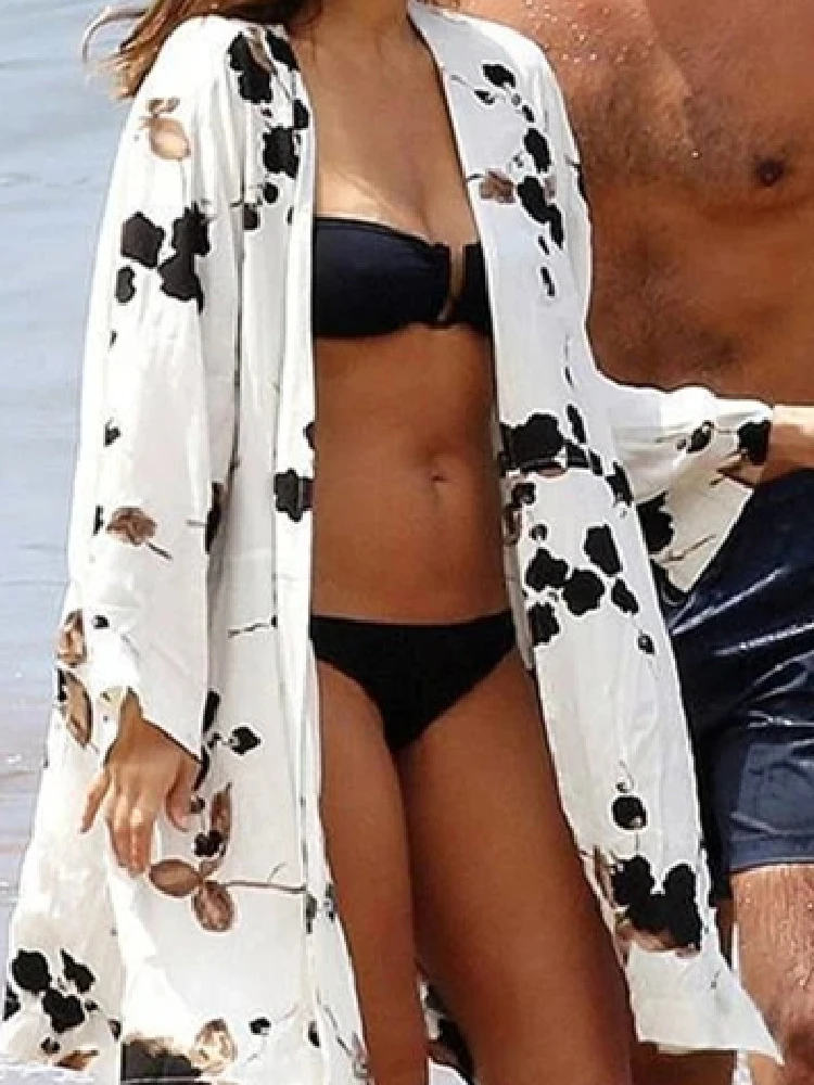 EDOLYNSA Beach Cover up Print Swimwear Ladies Walk on The Beach Cape Robe de Plage Tunic Women Beachwear Saida de Praia #Q22