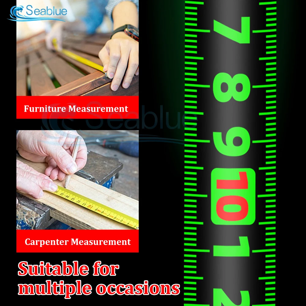 Fluorescent Steel Tape Measure 5m 7.5m 10m Wear-Resistant Thickened Measurement Ruler Multi-Use Measuring Distance Tool