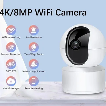 8MP 4K PTZ WiFi Security Camera Home Indoor 10X Digital Zoom Camera AI Automatic Tracking CCTV Baby Monitor 1
