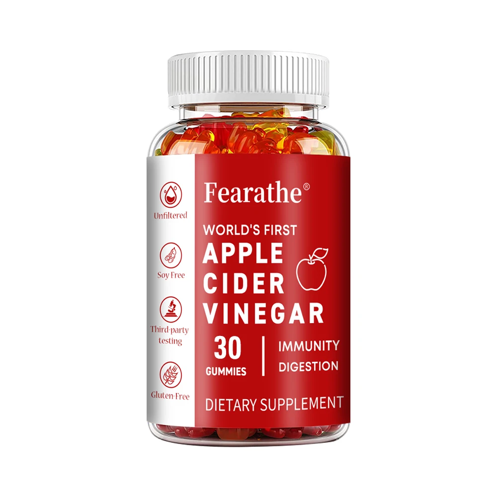 חומץ תפוחים gummies-60 טבעוני gummies-תוסף acv עבור detoxification, חילוף חומרים, אנרגיה, עיכול & בריאות מעיים