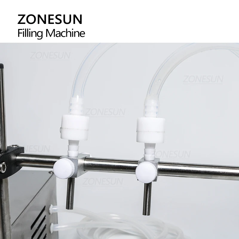 Liquid Filling Machine Filling Machine ZONESUN Electric Liquid Filling Machine 2 Head Diaphragm Pump Pedal Control Bottle Filler Vinegar Beverages Juice Milk Cosmetics