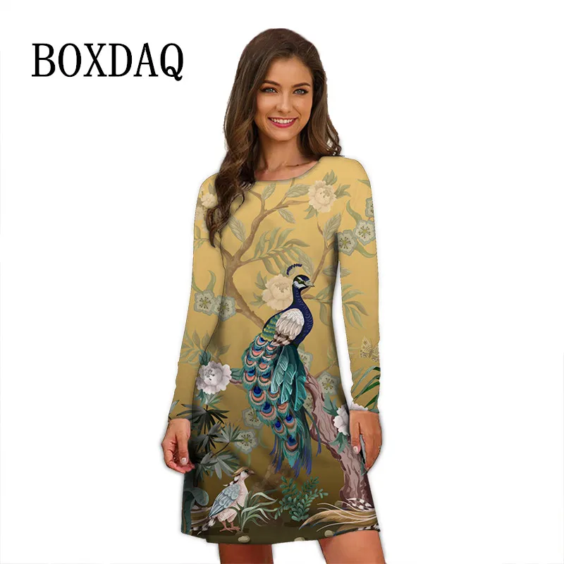 Animal Peacock Birds Dresses Peacock Print Clothes Women Peacock