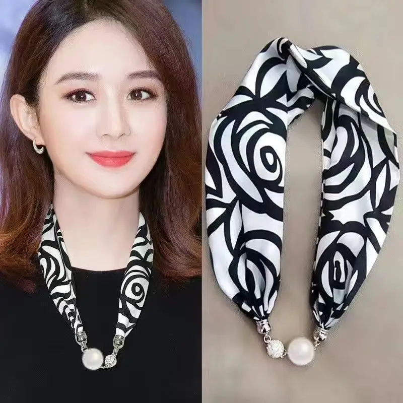 2024 NEW Fashion Magnetic Buckle Scarf headband for women's spring and summer neck protection