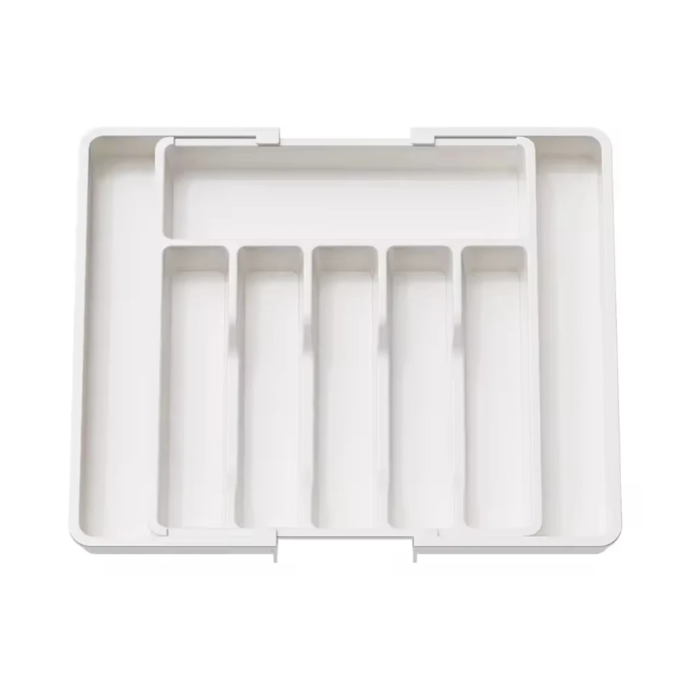 Flatware Organizer Adjustable Utensil Holder with Dividers Plastic Storage Tray for Spoons Forks Knives Drawer