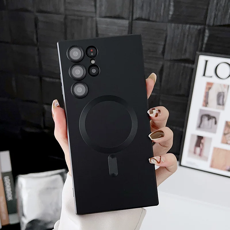 For Magsafe Magnetic Wireless Charging Phone Case For Samsung S24 Ultra S23 S22 S21 S25 Ultra Note 20 Ultra Plus Bumper Cover