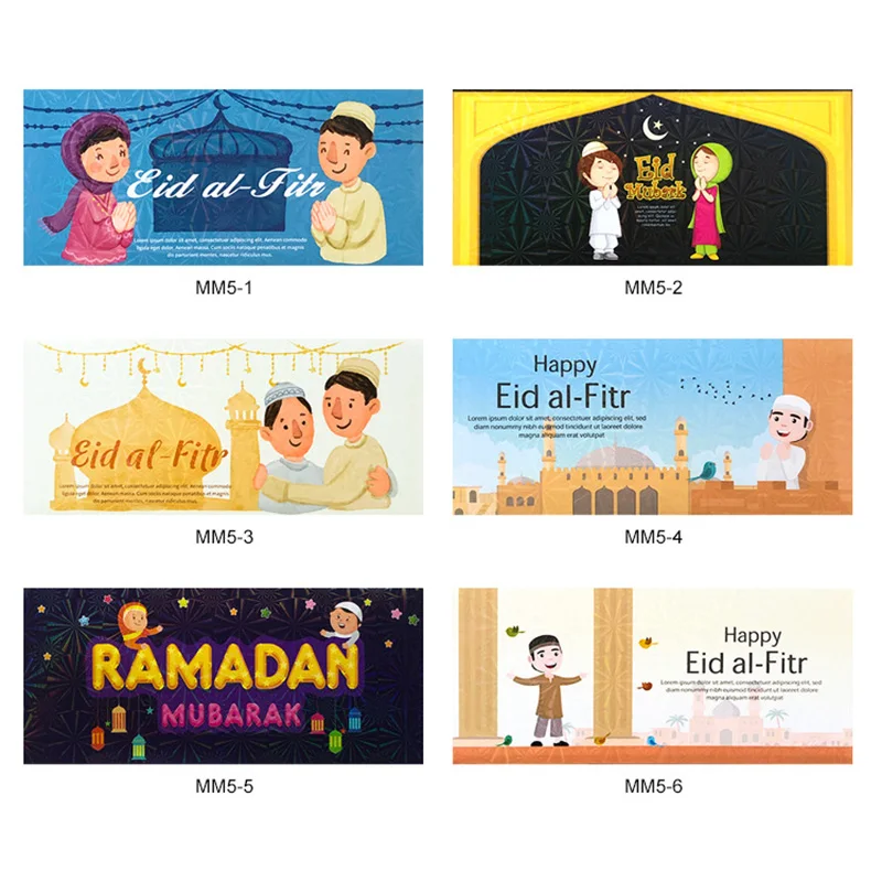 

6pcs Eid Mubarak Money Envelopes Gift Bag Ramadan Decoration 2023 Card Holder Islamic Muslim festival Party Supplies