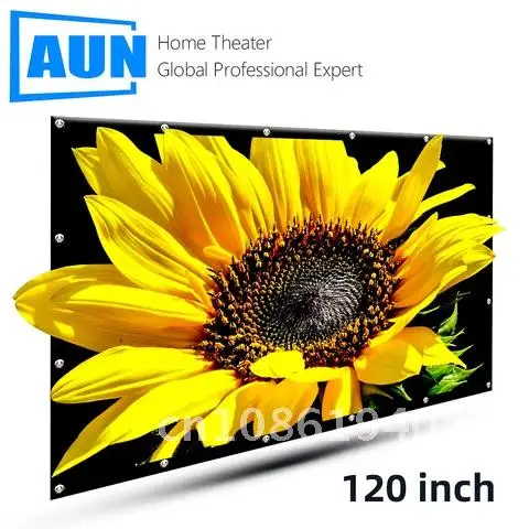

AUN Projector Screen 133/120/100 Inch Foldable Wall Movie Curtain Portable Thicken White Cloth Material Screen for Home Theater