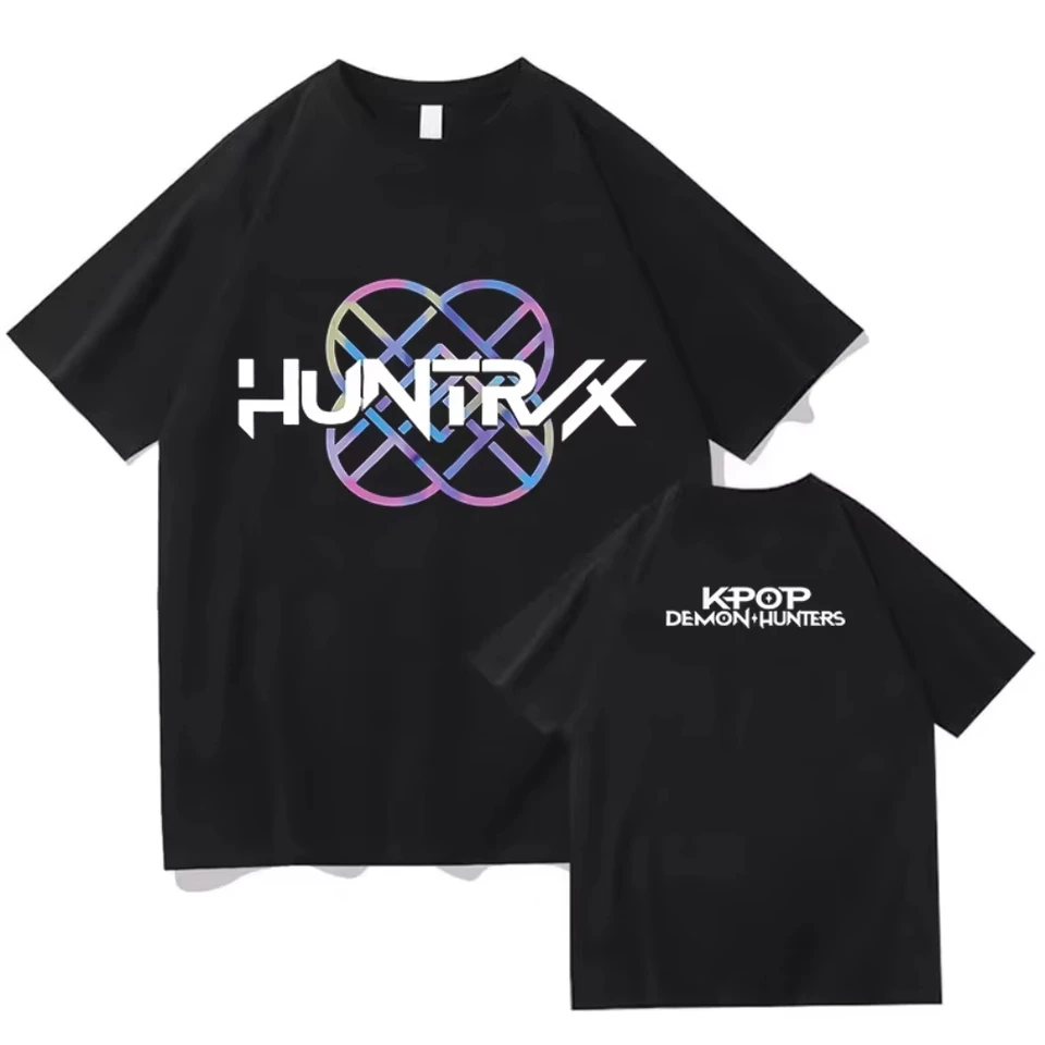 T-shirt Demon Hunters Huntrix Logo - Merch Kpop Unisexe Streetwear En Coton 100% - Col Rond Manches Courtes - 6
