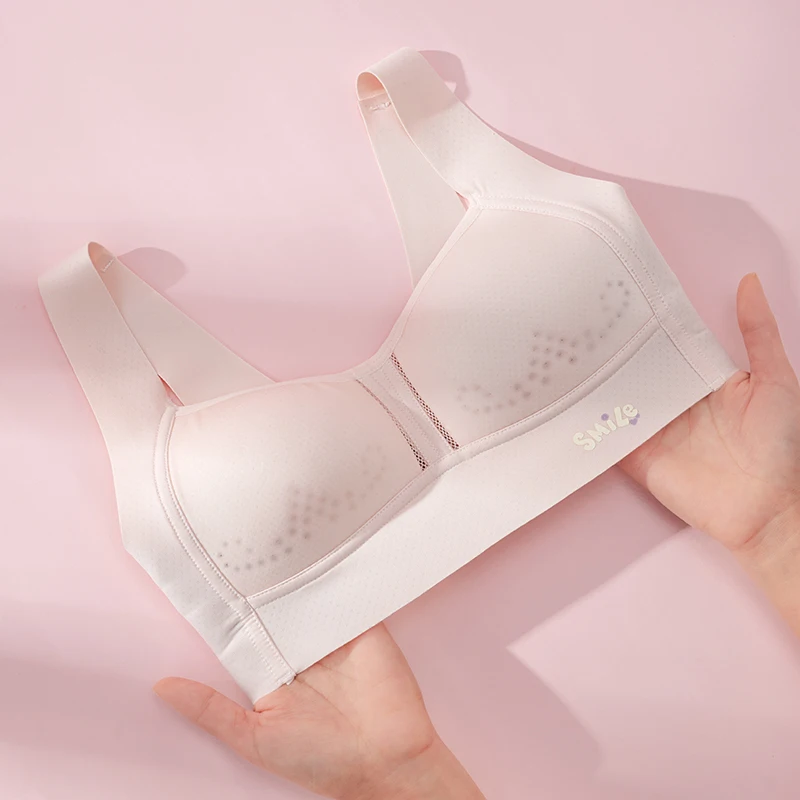 Girls Ice Silk seamless Underwear 2PCS For Students Thin Molded Cup Double Shoulder Straps Underwire Kids Bra