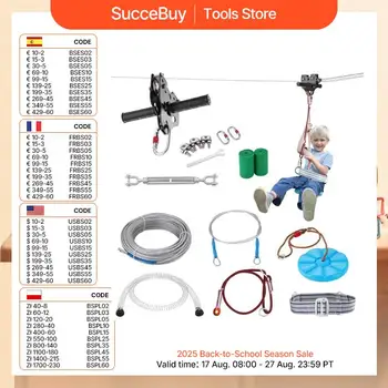 SucceBuy Zipline Kit for Kids Adult 160ft Zip Line Kits Up to 500 lbs with Stainless Steel Zipline Spring Brake Safety Harness 1