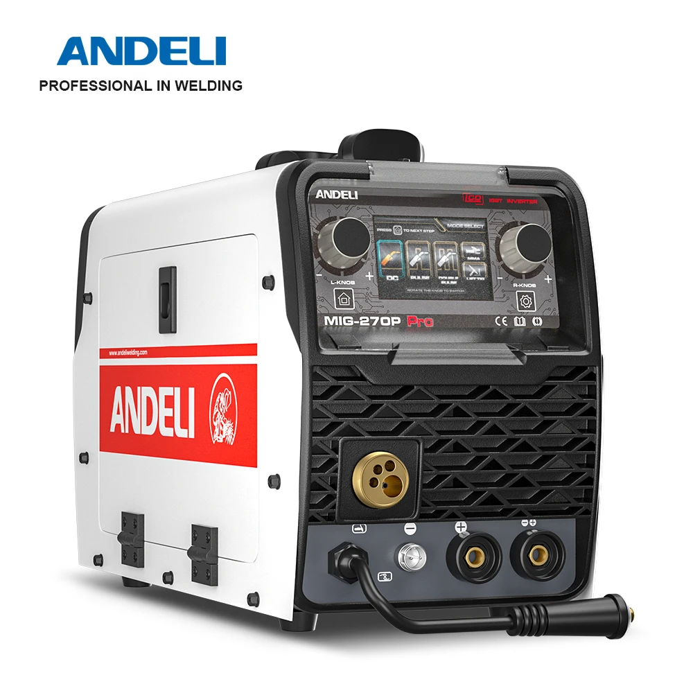 ANDELI 220V MIG Welding Machine with Double Pulse ARC Lift TIG Semi-automatic Welding Aluminum Welders Spool Gasless soldering