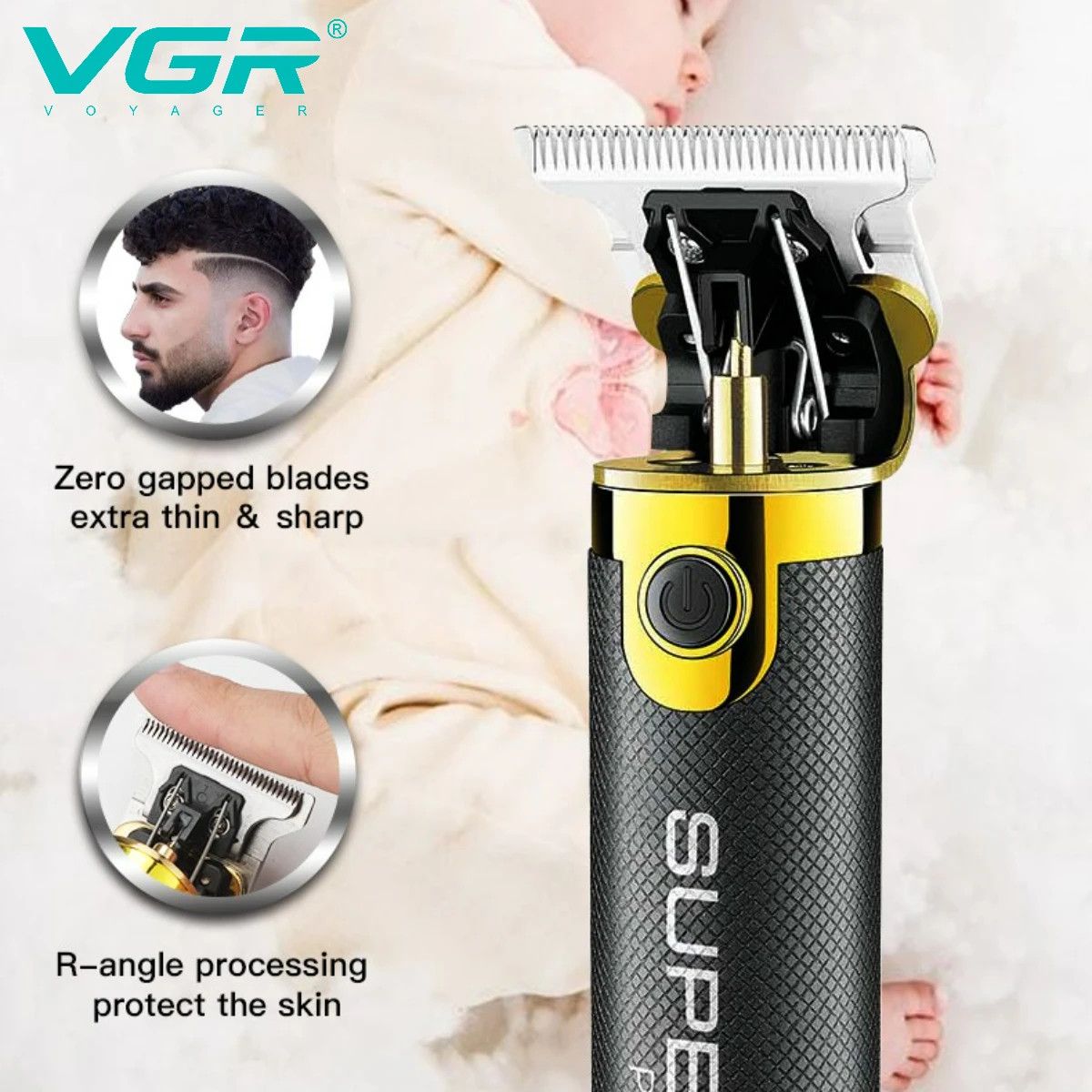 VGR MUSCULAR バリカン イエロー/ブラックPROFESSIONAL V-285 SUPER POWER 9000RPM