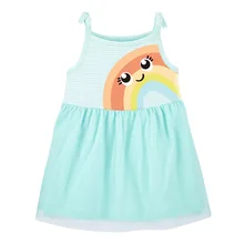 

Frocks for Girls 2022 Summer Baby Girl Clothes Children Smile Rainbow Sundress Pinafore Sleeveless Dress for Kids 2-7 Years