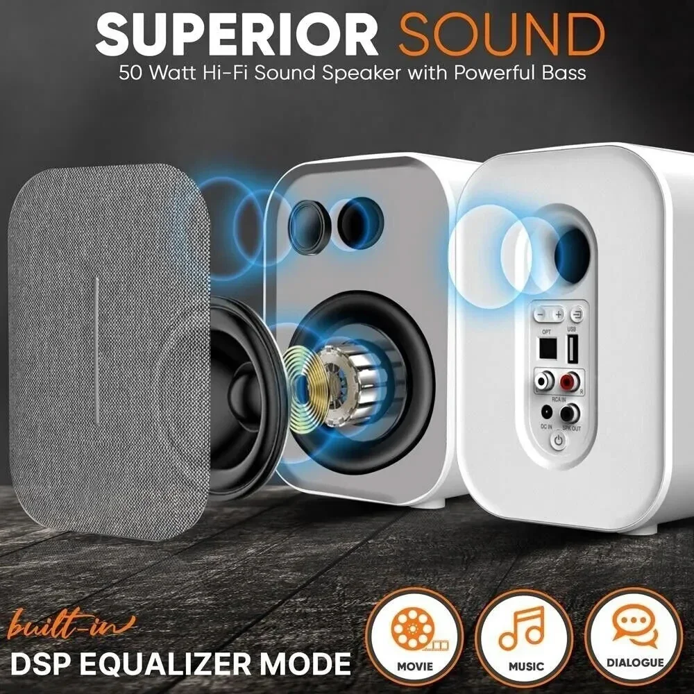 Bestisan 60W Active Amplifier Speaker PC TV Home Theater 3D Surround Sound System Subwoofer Frequency Divider Bluetooth Speakers