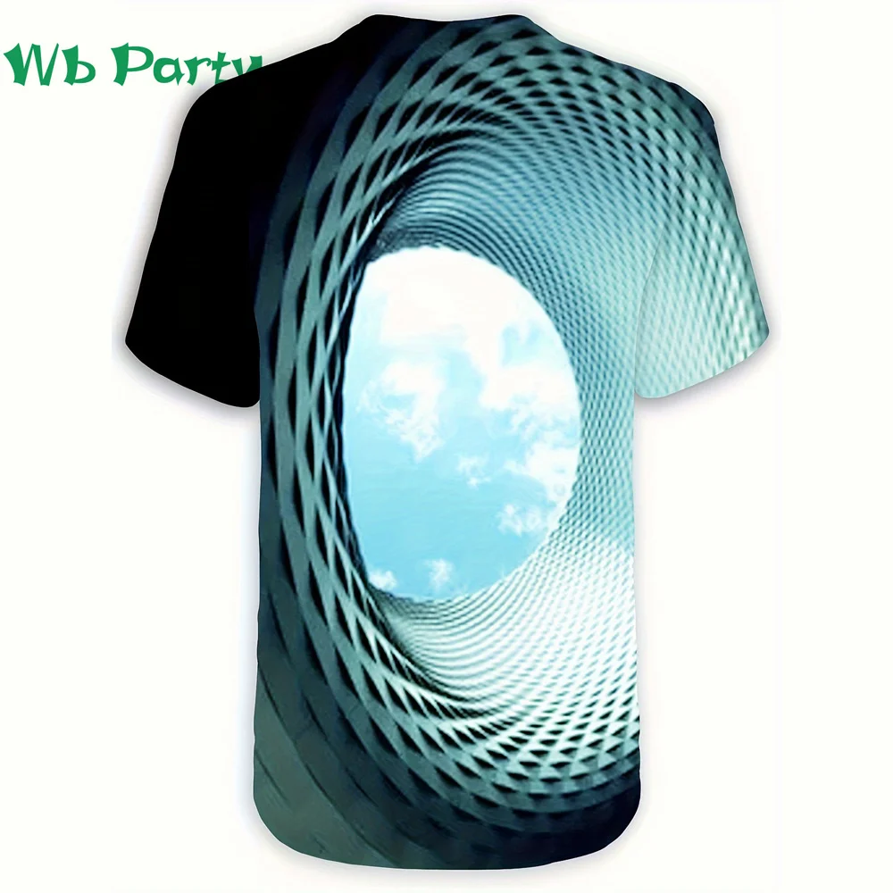 Clouds and Sky Optical Illusion 3D Graphic Print Mens Clothing T